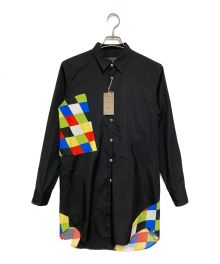 COMME des GARCONS HOMME PLUS（コムデギャルソンオムプリュス）の古着「ジオメトリックパターン ロング長袖シャツ」｜ブラック