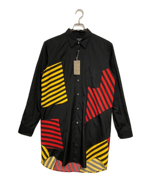 COMME des GARCONS HOMME PLUS（コムデギャルソンオムプリュス）COMME des GARCONS HOMME PLUS (コムデギャルソンオムプリュス) ストライプパターンロング長袖シャツ ブラック サイズ:Mの古着・服飾アイテム