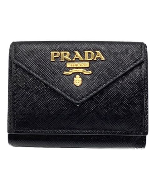 PRADA（プラダ）PRADA (プラダ) 3つ折り財布 ブラックの古着・服飾アイテム