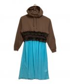 NON TOKYOノントーキョー）の古着「98PLEATS FRILL HOODIE ONE PIECE」｜ブラウン