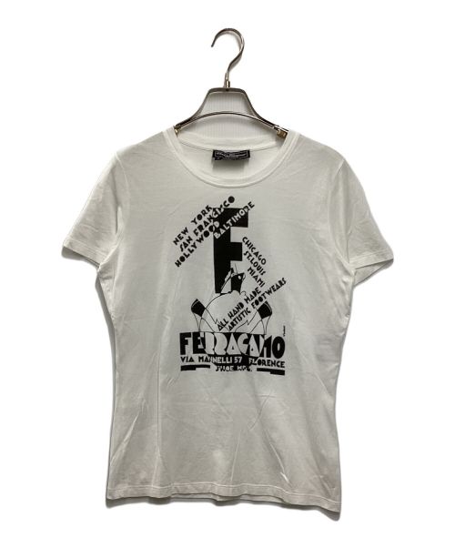 Salvatore Ferragamo（サルヴァトーレ フェラガモ）Salvatore Ferragamo (サルヴァトーレ フェラガモ) プリントTシャツ ホワイト サイズ:Mの古着・服飾アイテム