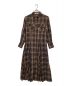 HER LIP TO（ハーリップトゥ）の古着「Checkered Pleats Long Shirt Dress」｜ブラウン×ブラック