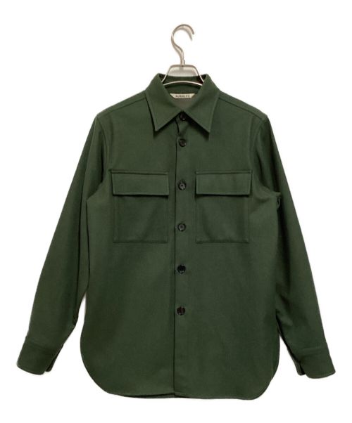 AURALEE（オーラリー）AURALEE (オーラリー) Super Soft Wool Flannel Shirts グリーンの古着・服飾アイテム