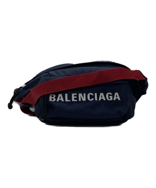 BALENCIAGA（バレンシアガ）BALENCIAGA (バレンシアガ) ウィールヒップバッグ ネイビー×レッドの古着・服飾アイテム