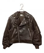 moussyマウジー）の古着「FAUX LEATHER DETACHABLEジャケット」｜ブラウン