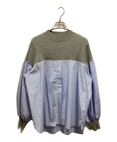 BEARDSLEY（ビアズリー）BEARDSLEY (ビアズリー) リブニットコンビシャツ スカイブルー×グレー サイズ:Fの古着・服飾アイテム