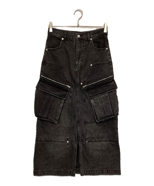 Matin Kim（マーティン・キム）Matin Kim (マーティン・キム) DENIM CARGO LONG SKIRT ブラック サイズ:Sの古着・服飾アイテム