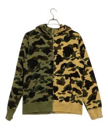 A BATHING APE（アベイシングエイプ）の古着「SEPARATE SHARK FULL ZIP HOODIE」｜グリーン×ベージュ