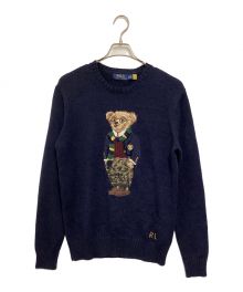 POLO RALPH LAUREN（ポロ・ラルフローレン）の古着「コットンリネンポロベアニット」｜ネイビー