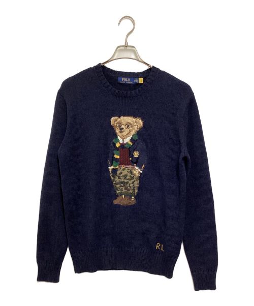 POLO RALPH LAUREN（ポロ・ラルフローレン）POLO RALPH LAUREN (ポロ・ラルフローレン) コットンリネンポロベアニット ネイビー サイズ:XS 未使用品の古着・服飾アイテム