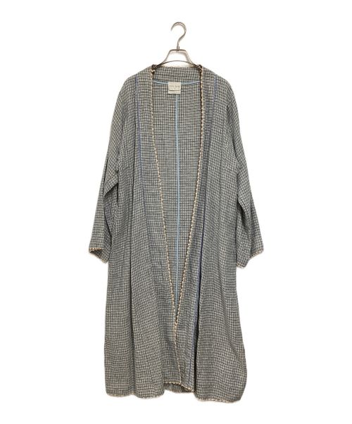 forte forte（フォルテ・フォルテ）forte forte (フォルテ・フォルテ) linen cotton check coat ブルー サイズ:1の古着・服飾アイテム