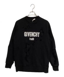 GIVENCHY（ジバンシィ）の古着「デストロイ加工ロゴプリントスウェット」｜ブラック