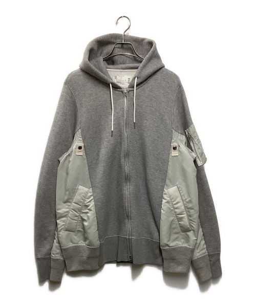 sacai（サカイ）sacai (サカイ) Sponge Sweat×Nylon Twill Hoodie グレー サイズ:4の古着・服飾アイテム