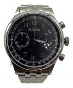 BULOVAブローバ）の古着「Classic Black Dial Steel Chronograph Watch」｜ブラック