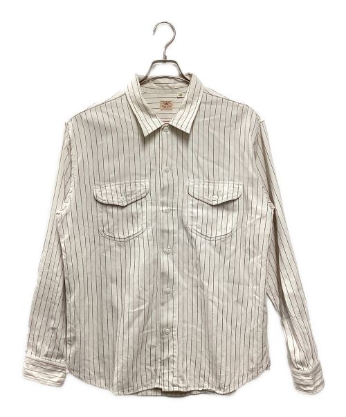 SUGAR CANE（シュガーケーン）SUGAR CANE (シュガーケーン) COKE STRIPE WORK SHIRT ホワイト×レッド サイズ:XLの古着・服飾アイテム