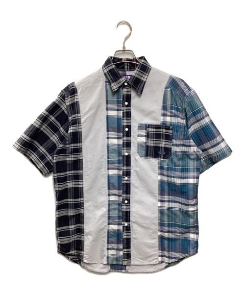 THE NORTHFACE PURPLELABEL（ザ・ノースフェイス パープルレーベル）THE NORTHFACE PURPLELABEL (ザ・ノースフェイス パープルレーベル) Patchwork H/S Shirt ブルー サイズ:Sの古着・服飾アイテム