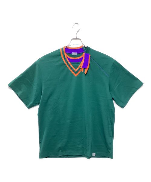 kolor/BEACON（カラービーコン）kolor/BEACON (カラービーコン) 襟元切替Tシャツ グリーン サイズ:2の古着・服飾アイテム