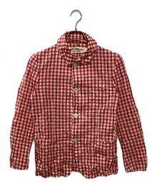 JUNYA WATANABE COMME des GARCONS（(ジュンヤワタナベ コムデギャルソン）の古着「シワ加工ブロックチェックジャケット」｜レッド