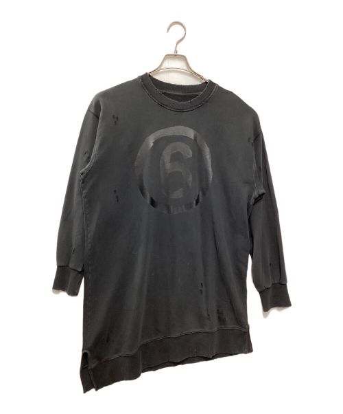 MM6 Maison Margiela（エムエムシックス メゾンマルジェラ）MM6 Maison Margiela (エムエムシックス メゾンマルジェラ) アシンメトリースウェットワンピース ブラック サイズ:14の古着・服飾アイテム