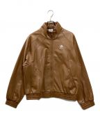 adidasアディダス）の古着「TREFOIL FAUX LEATHER JACKET」｜ブラウン