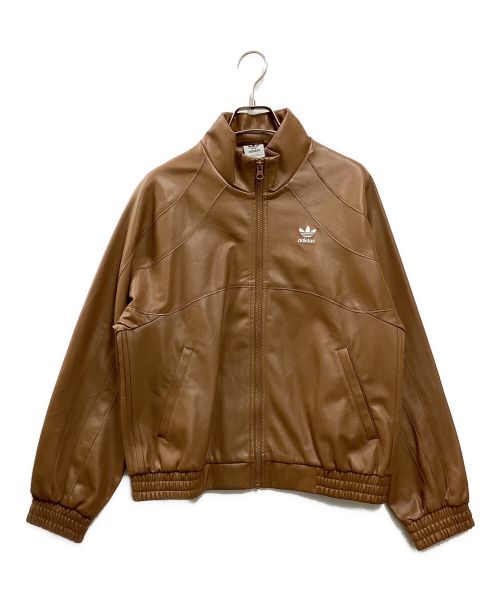 adidas（アディダス）adidas (アディダス) TREFOIL FAUX LEATHER JACKET ブラウン サイズ:Sの古着・服飾アイテム