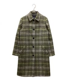 BURBERRY LONDON（バーバリーロンドン）の古着「ウールチェックステンカラーコート」｜グリーン