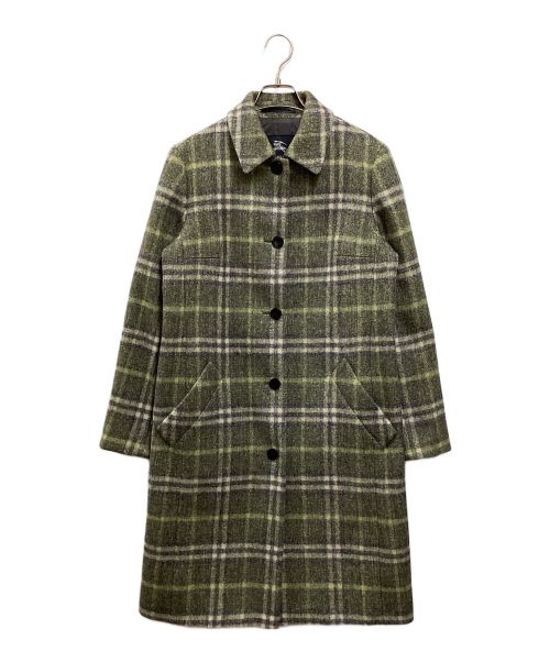 BURBERRY LONDON（バーバリーロンドン）BURBERRY LONDON (バーバリーロンドン) ウールチェックステンカラーコート グリーン サイズ:40の古着・服飾アイテム