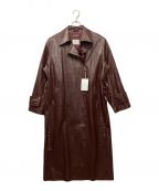 Ameriアメリ）の古着「RAFFINE FAKE LEATHER TRENCH COAT」｜ボルドー