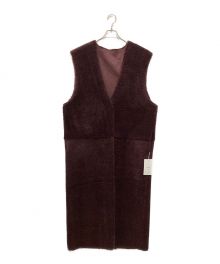 Ameri（アメリ）の古着「FABRIC BLOCKING LONG BOA VEST」｜ボルドー