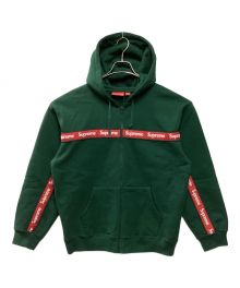 SUPREME（シュプリーム）の古着「text stripe zip up hooded sweatshirt」｜グリーン