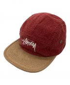 stussyステューシー）の古着「コーデュロイキャップ」｜レッド×ベージュ