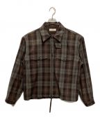 UNFILアンフィル）の古着「plaid wool gabardine full zip overshirt」｜ブラウン