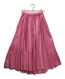 ATON（エイトン）の古着「MICRO COTTON SATIN GATHERED SKIRT」｜ショッキングピンク