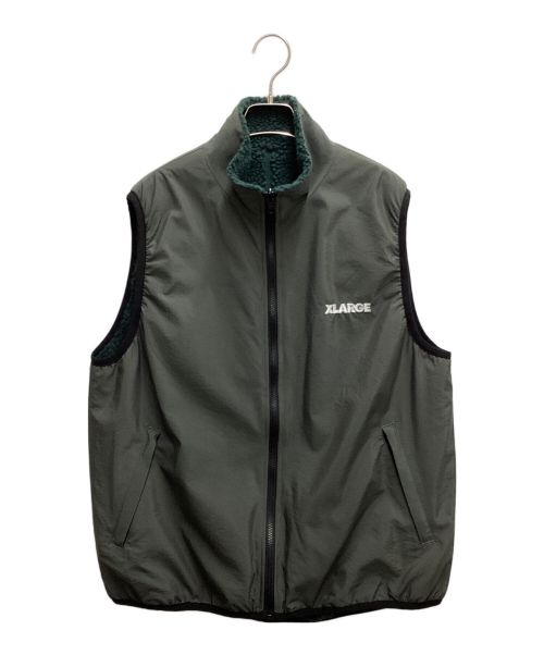 X-LARGE（エクストララージ）X-LARGE (エクストララージ) REVERSIBLE BOA VEST グレー×グリーン サイズ:Lの古着・服飾アイテム