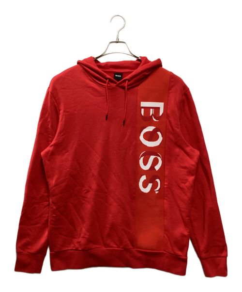 HUGO BOSS（ヒューゴ ボス）HUGO BOSS (ヒューゴ ボス) プルオーバーパーカー レッド サイズ:XLの古着・服飾アイテム