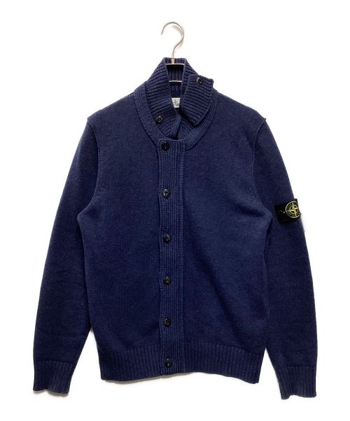 STONE ISLAND（ストーンアイランド）STONE ISLAND (ストーンアイランド) スタンドカラーニットカーディガン ネイビー サイズ:Lの古着・服飾アイテム