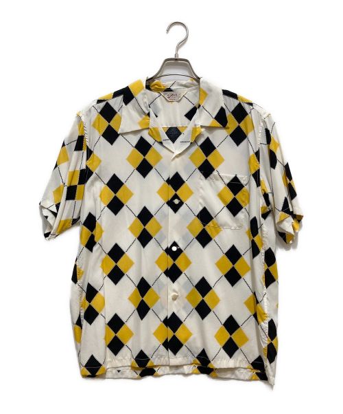 Star OF HOLLYWOOD（スターオブハリウッド）STAR OF HOLLYWOOD (スターオブハリウッド) High Density Rayon Open Shirt “ARGYLE” イエロー サイズ:Lの古着・服飾アイテム