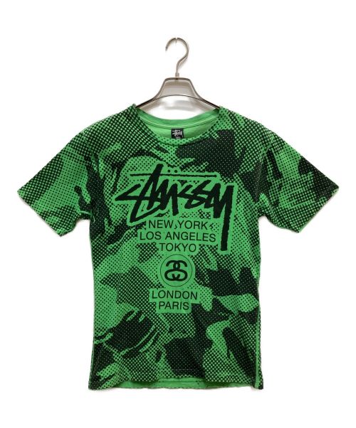 stussy（ステューシー）stussy (ステューシー) ワールドツアーTシャツ ブラック×グリーン サイズ:Sの古着・服飾アイテム