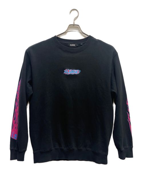 X-LARGE（エクストララージ）X-LARGE (エクストララージ) FIRE LOGO CREWNECK SWEAT ブラック サイズ:Lの古着・服飾アイテム