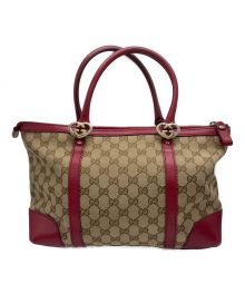 GUCCI（グッチ）の古着「GGキャンバス ラブリートートバッグ」｜レッド×ベージュ