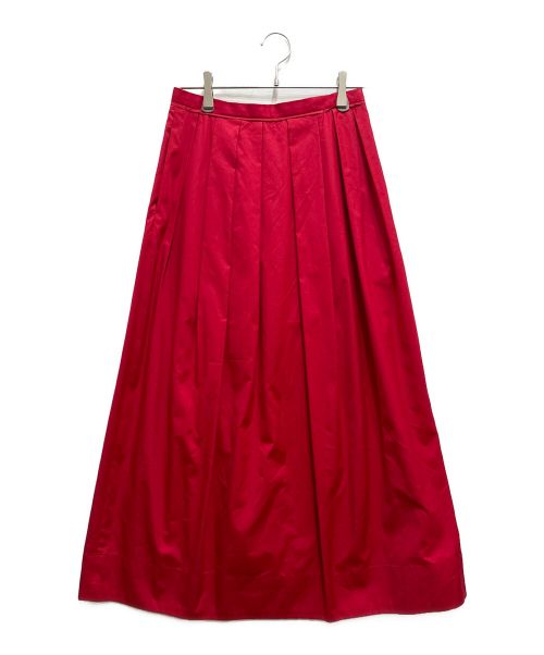 BALLSEY（ボールジィ）BALLSEY (ボールジィ) シルク混ランダムタックマキシスカート レッド サイズ:36の古着・服飾アイテム