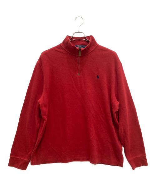 POLO RALPH LAUREN（ポロ・ラルフローレン）POLO RALPH LAUREN (ポロ・ラルフローレン) ハーフジップスウェット レッド サイズ:XLの古着・服飾アイテム