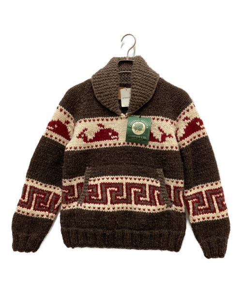 CANADIAN SWEATER（カナディアンセーター）CANADIAN SWEATER (カナディアンセーター) ショールカラーP/Oカウチンニット ブラウン サイズ:36の古着・服飾アイテム