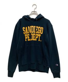 Champion REVERSE WEAVE（チャンピオン リバース ウィーブ）の古着「プリントパーカー」｜ネイビー