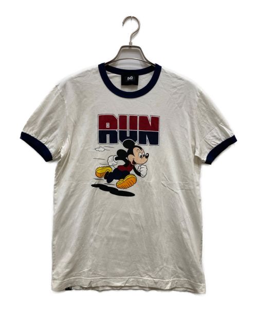 DOLCE & GABBANA（ドルチェ＆ガッバーナ）DOLCE & GABBANA (ドルチェ＆ガッバーナ) DISNEY (ディズニー) リンガーTシャツ ホワイト サイズ:Lの古着・服飾アイテム