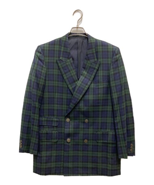 Aquascutum（アクアスキュータム）Aquascutum (アクアスキュータム) メタルボタンダブルジャケット グリーン×ネイビー サイズ:R5の古着・服飾アイテム