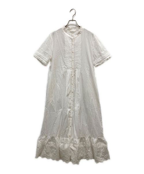 INGEBORG（インゲボルグ）INGEBORG (インゲボルグ) 裾カットワークシャツワンピース ホワイト サイズ:freeの古着・服飾アイテム