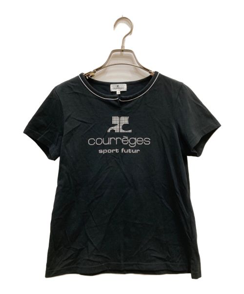 courreges（クレージュ）courreges (クレージュ) ロゴプリントTシャツ ブラック サイズ:Ｌの古着・服飾アイテム