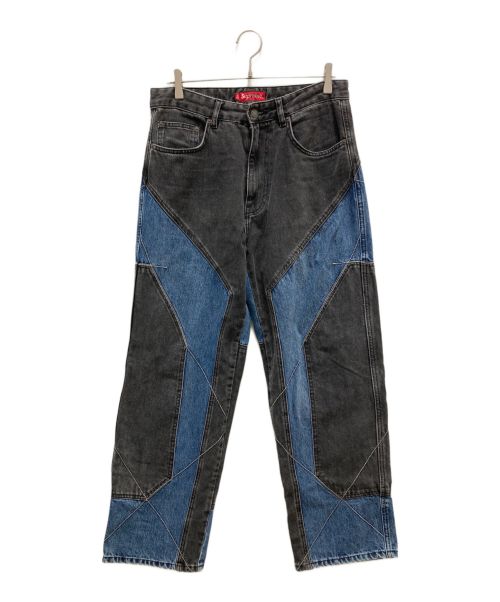 SUPREME（シュプリーム）Supreme (シュプリーム) 2-Tone Paneled Jean ブラック×インディゴ サイズ:76cm (W30)の古着・服飾アイテム