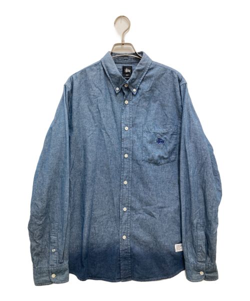 stussy（ステューシー）stussy (ステューシー) ロゴ刺繍デニムシャツ インディゴ サイズ:Lの古着・服飾アイテム